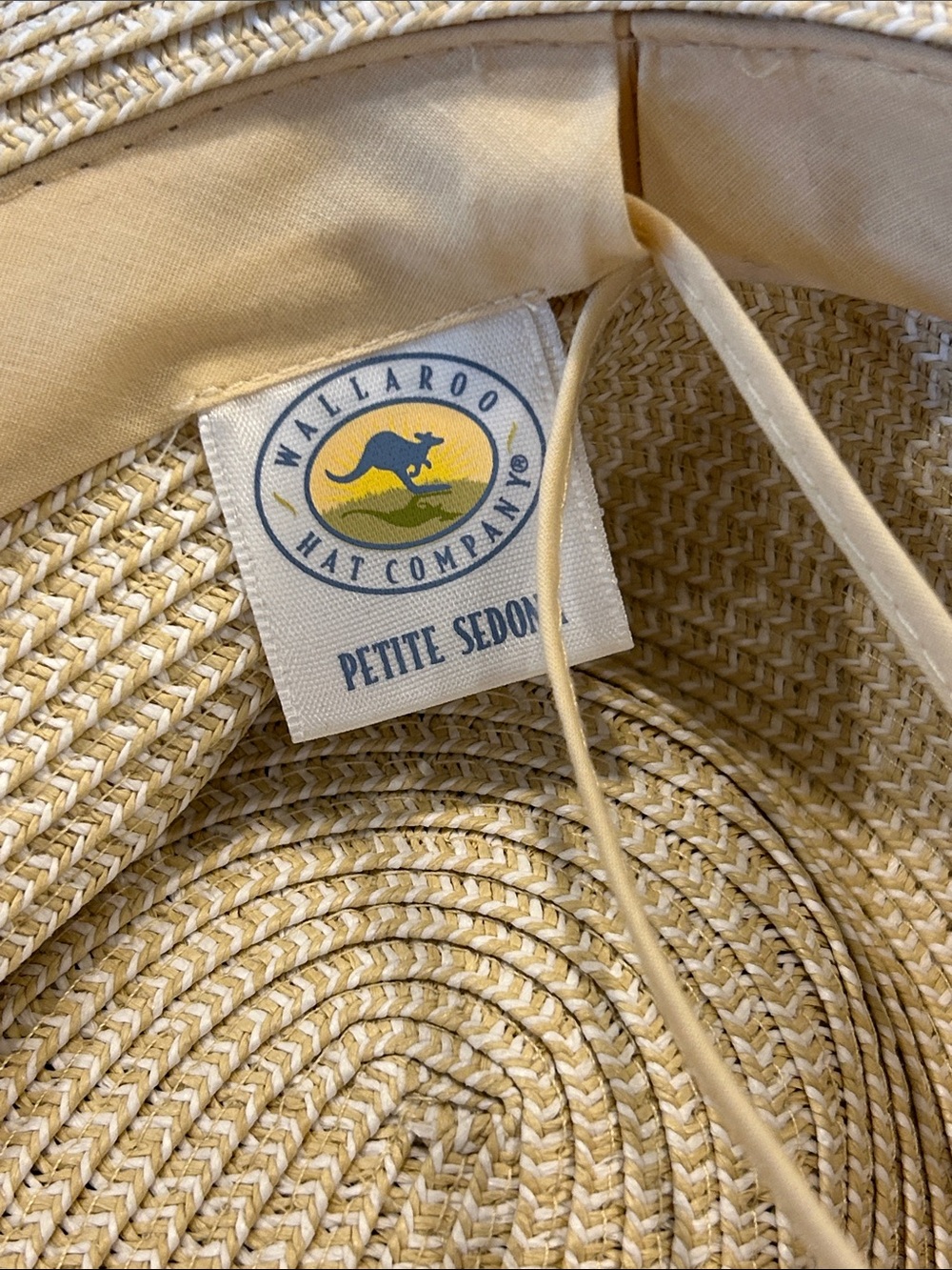 Wallaroo Cream Straw Petite Sedona Panama Sun Hat with Multicolor Woven Band New - Picture 3 of 3